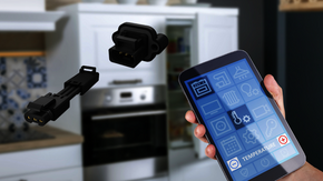 Graphic of the BrightConnX™ FLH Series by AMPHENOL and a kitchen.