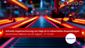 Eine Grafik mit einer industriellen Produktion im Hintergrund und dem Titel des Webinars im Vordergrund.