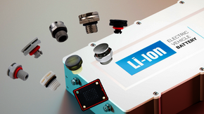 Graphic of LTW by AMPHENOL and a battery.