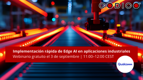 Un gráfico con una producción industrial de fondo y delante el título del seminario web.